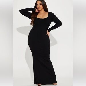 Fashion Nova Black Long Sleeve Maxi Dress